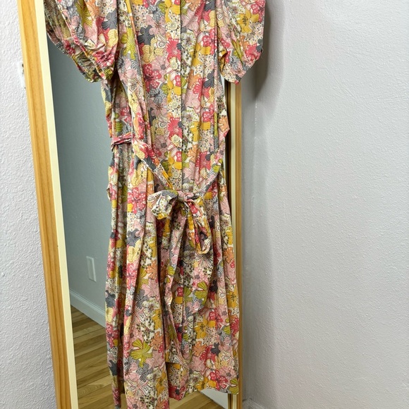 J. Crew Liberty Mauvy floral cottage puff sleeve button up midi dress - Picture 3 of 9